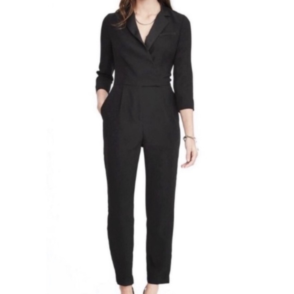 Banana Republic 10 Black Suit Romper Jumpsuit blazer
